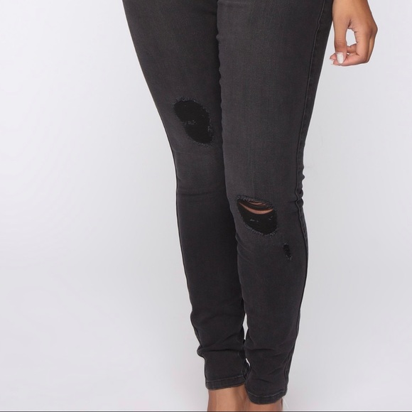 Black Distress Fashion Nova Jeans - Picture 2 of 2